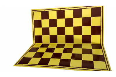 Tablero de ajedrez de cartón, amarillo / marrón, brillante